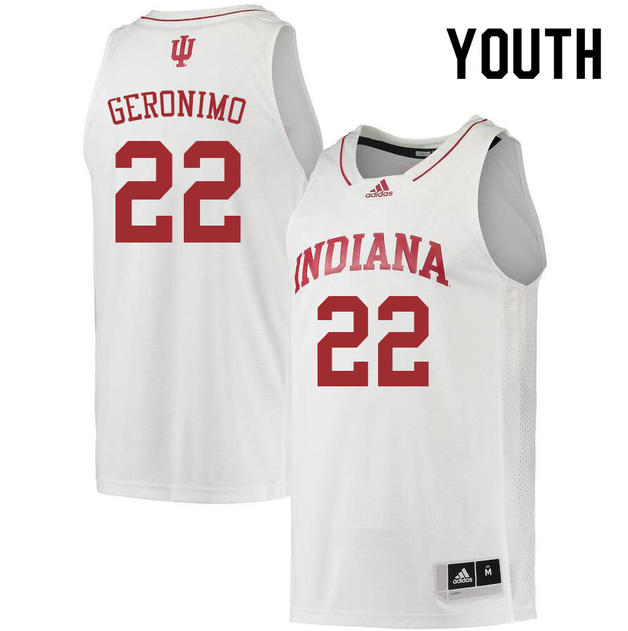 Youth #22 Jordan Geronimo Indiana Hoosiers College Basketball Jerseys Sale-White - Click Image to Close